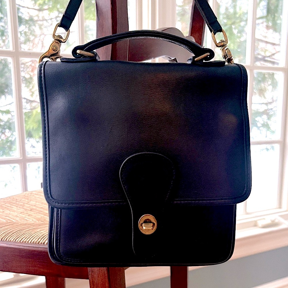Vintage Coach # 5130 Station Bag in Black Leather